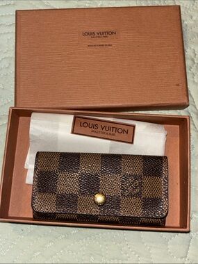 Louis Vuitton Brown Damier Ebene Key Pouch with Gold Snap